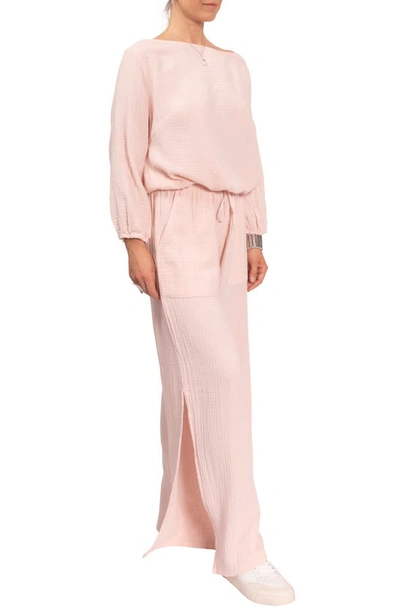 Everyday Ritual Riley Cotton Gauze Split Hem Pants In Blush