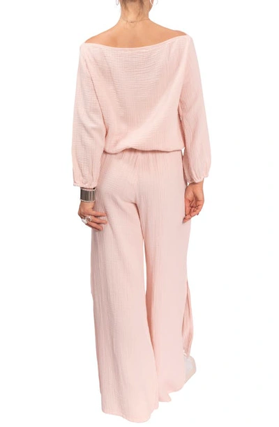 Everyday Ritual Riley Cotton Gauze Split Hem Pants In Blush