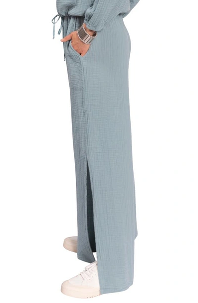 Everyday Ritual Riley Gauze Side-split Pants In Desert Blue
