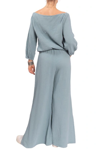 Everyday Ritual Riley Gauze Side-split Pants In Desert Blue