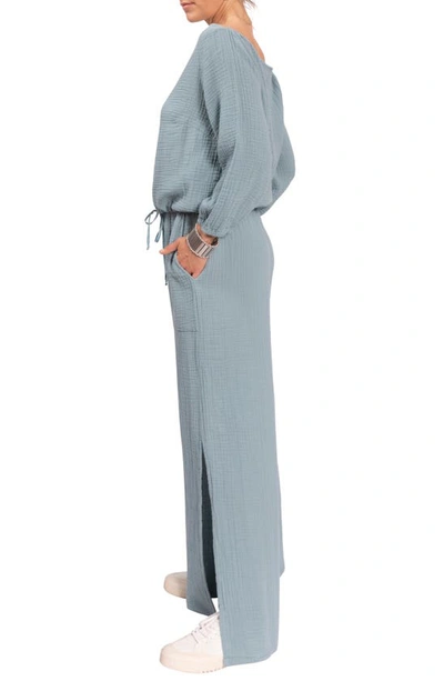 Everyday Ritual Riley Gauze Side-split Pants In Desert Blue