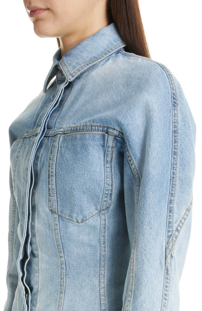 Shop Alaïa Fitted Denim Jacket In Blue Clair