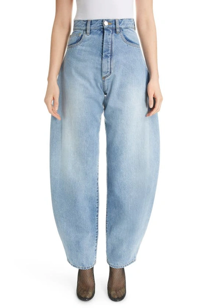 Shop Alaïa Denim Round Jeans In Bleu Clair