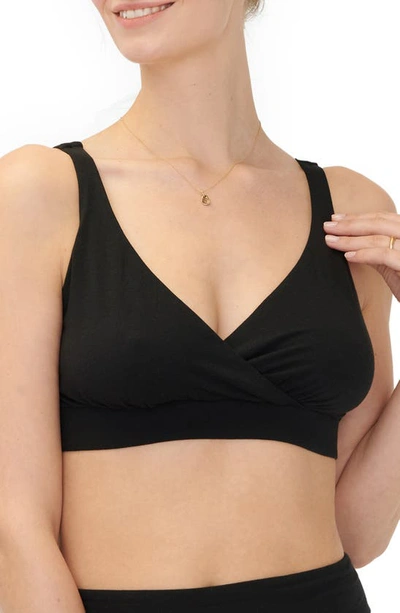 Shop Hatch Crossover Pima Cotton Blend Nursing Bra In Black