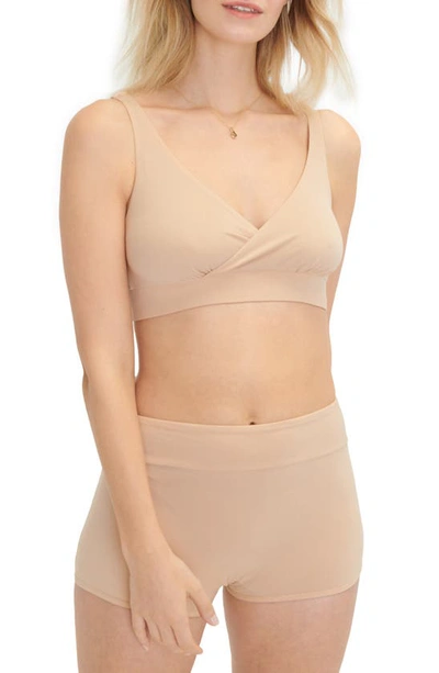 Shop Hatch Crossover Pima Cotton Blend Nursing Bra In Sand