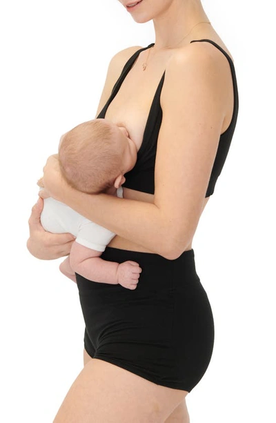 Hatch Crossover Pima Cotton Blend Nursing Bra In Black