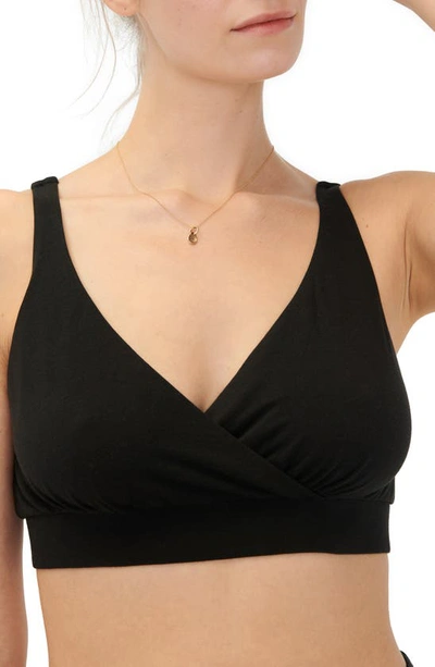 Hatch Crossover Pima Cotton Blend Nursing Bra In Black
