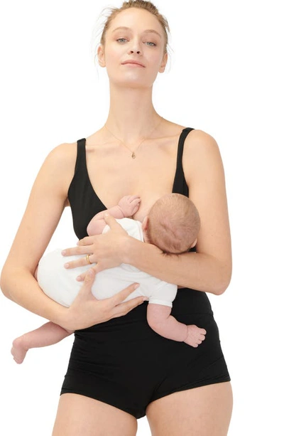 Hatch Crossover Pima Cotton Blend Nursing Bra In Black