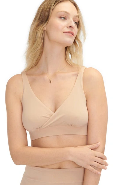 Shop Hatch Crossover Pima Cotton Blend Nursing Bra In Sand