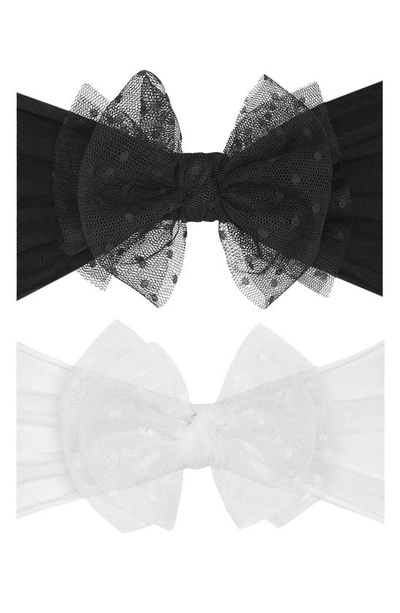 Shop Baby Bling 2-pack Fab-bow-lous® Point D'esprit Tulle Headbands In Black White