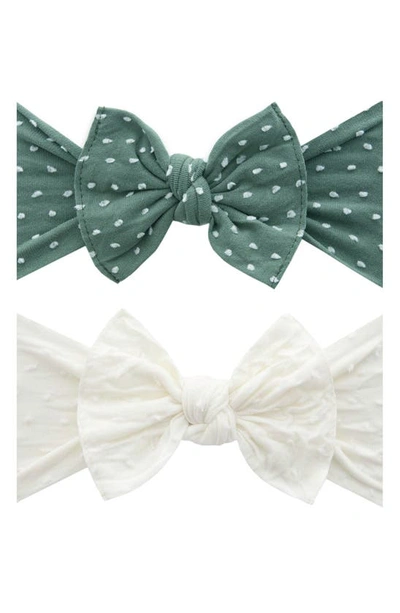 Shop Baby Bling Assorted 2-pack Fab-bow-lous® Headbands In Fern Dot Ivory Dot