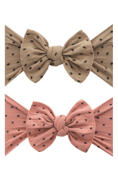 Shop Baby Bling Assorted 2-pack Fab-bow-lous® Headbands In Latte And Putty And Black Dot