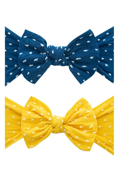 Shop Baby Bling Assorted 2-pack Fab-bow-lous® Headbands In Navy Dot Mustard Dot