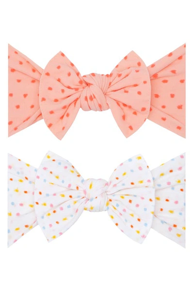 Shop Baby Bling Assorted 2-pack Fab-bow-lous® Headbands In Peach Neon Wh Rnbw Dot