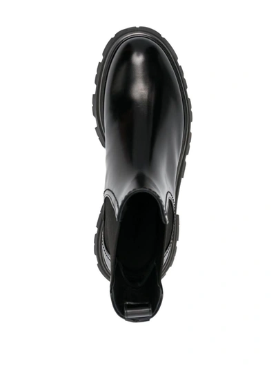 Shop Alexander Mcqueen Chelsea Shiny Leather Ankle Boots In Black