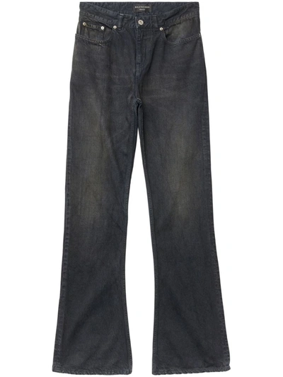 Shop Balenciaga Organic Cotton Bootcut Denim Jeans In Brown