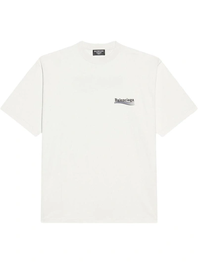 Shop Balenciaga Political Campaign Cotton T-shirt In White