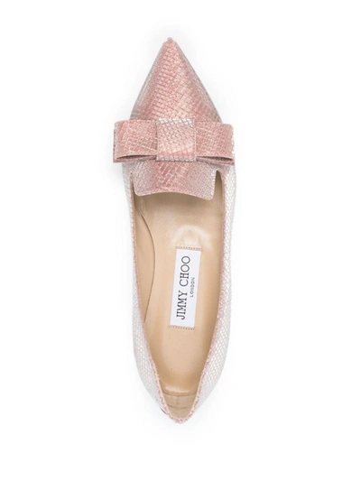 Shop Jimmy Choo Gala Pointed-toe Leather Ballet Flats In Pink