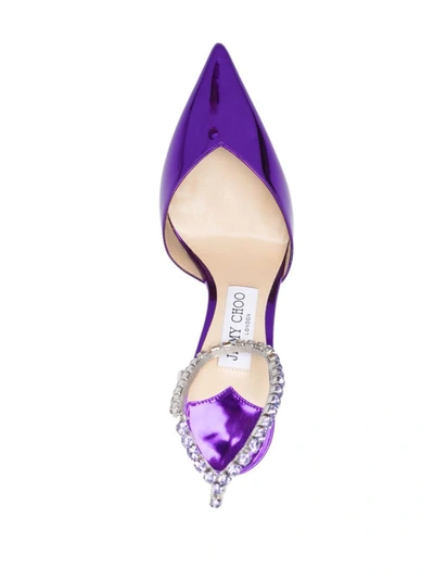 Jimmy Choo Saeda Crystal Ankle Strap Pointed Toe Pump In Purple