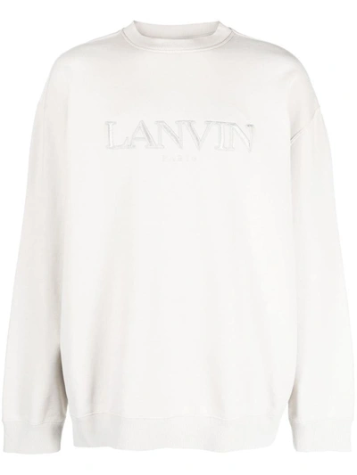 Shop Lanvin Logo Cotton Sweatshirt In White