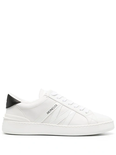 Shop Moncler Monaco Leather Sneakers In White