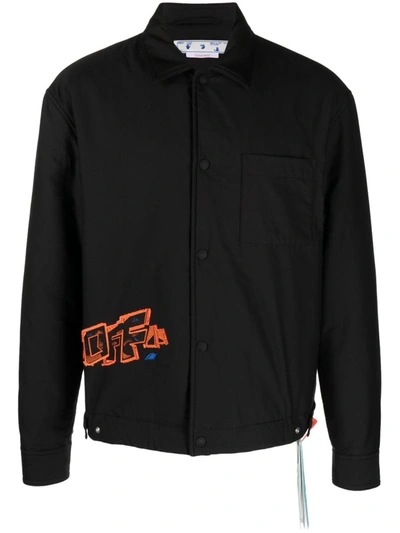 Shop Off-white Logo Nylon Shirt Jacket In Black