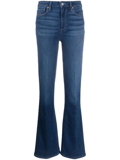 Shop Paige Flared Denim Jeans In Blue