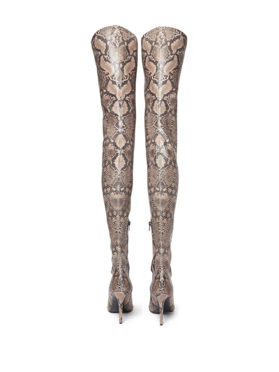 Stella Mccartney Stella Iconic Python Print Heeled Over-the-knee Boots In Beige