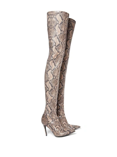 Stella Mccartney Stella Iconic Python Print Heeled Over-the-knee Boots In Beige