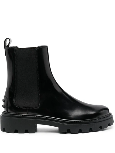 Shop Tod's Chelsea Leather Ankle Boots In Black