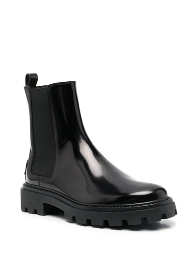 Shop Tod's Chelsea Leather Ankle Boots In Black