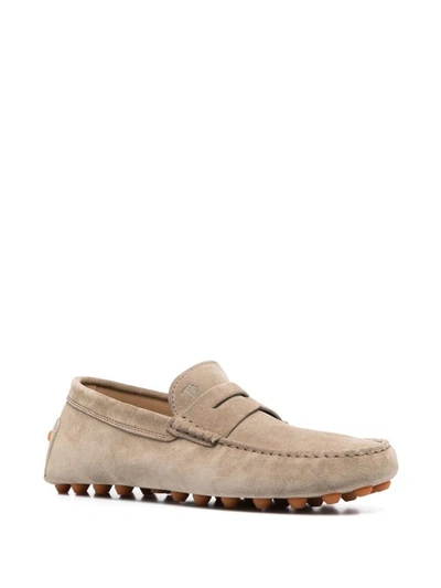 Shop Tod's Gommini Nubuck Driving Shoes In Beige