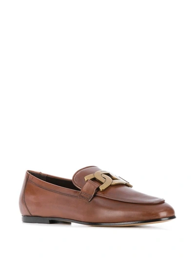 Shop Tod's Kate Leather Loafers In Brown