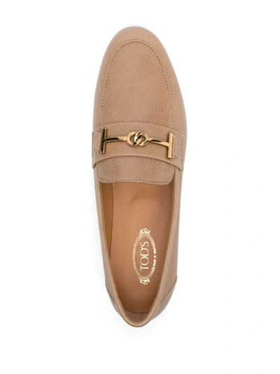 Shop Tod's Leather Loafers In Leather Brown