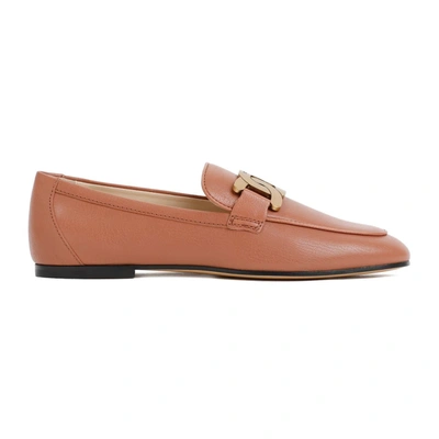 Shop Tod's Calf Leather Loafer Shoes In Brown