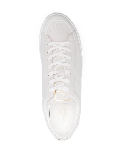 Shop Valentino Garavani Cityplanet Leather Sneakers In White