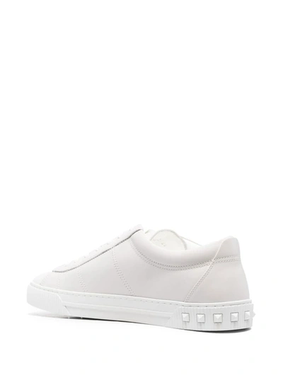 Shop Valentino Garavani Cityplanet Leather Sneakers In White