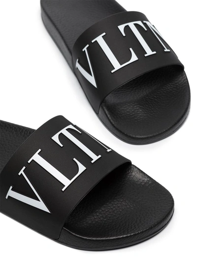 Shop Valentino Garavani Vltn Pool Slides In Black