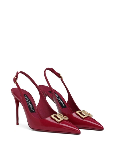 Shop Dolce & Gabbana Cruise Leather Slingback Pumps In Red