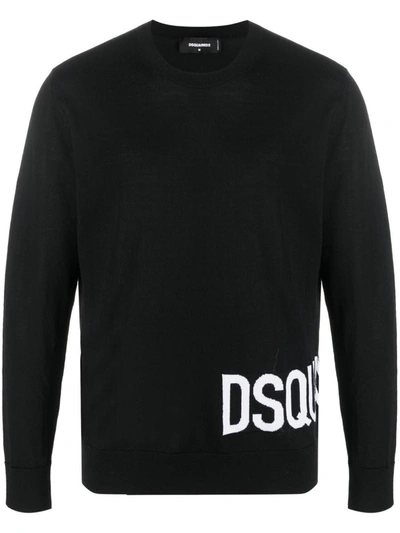 Shop Dsquared2 Logo Wool Jumper In Black