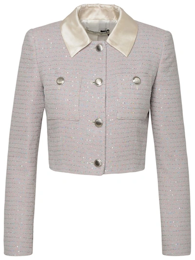 Shop Alessandra Rich Pink Cotton Blend Jacket In Light Blue