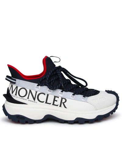 Shop Moncler Trail Grip Sneakers In White And Blue Polyamide