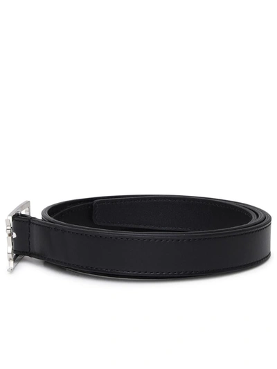 Shop Saint Laurent Black Leather Low Ysl Belt