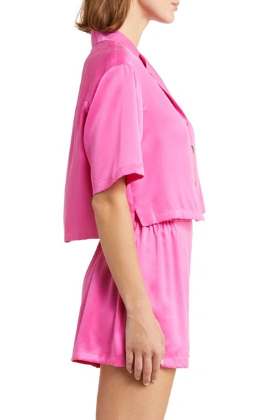 Shop Lunya Washable Silk Button-up Short Pajamas In Caffeinated Pink