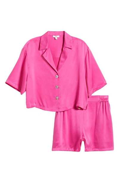 Shop Lunya Washable Silk Button-up Short Pajamas In Caffeinated Pink