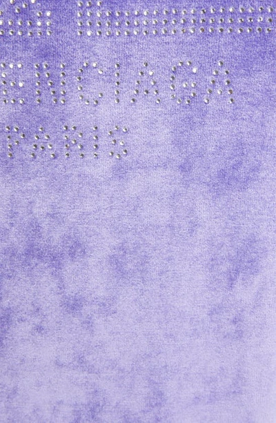 Shop Balenciaga Fitted Crystal Logo Velvet Zip Hoodie In Lilac