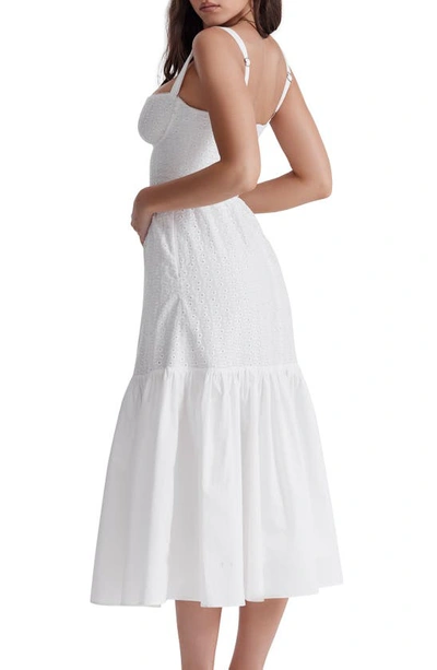 House Of Cb Floral Stretch Cotton Blend Corset Sundress In Ivory