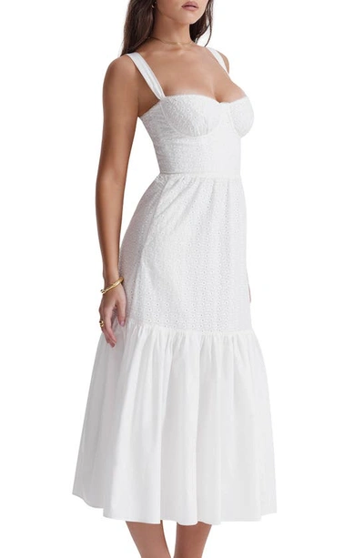 House Of Cb Floral Stretch Cotton Blend Corset Sundress In Ivory