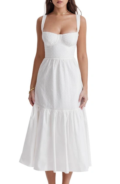 House Of Cb Floral Stretch Cotton Blend Corset Sundress In Ivory