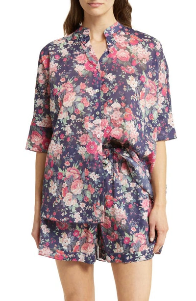 Shop Papinelle Grace Cotton & Silk Short Pajamas In Grace Floral